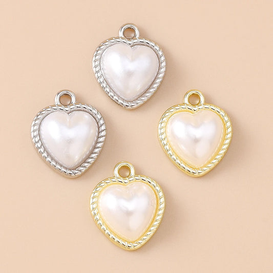 Pearl Heart Charms 10pcs