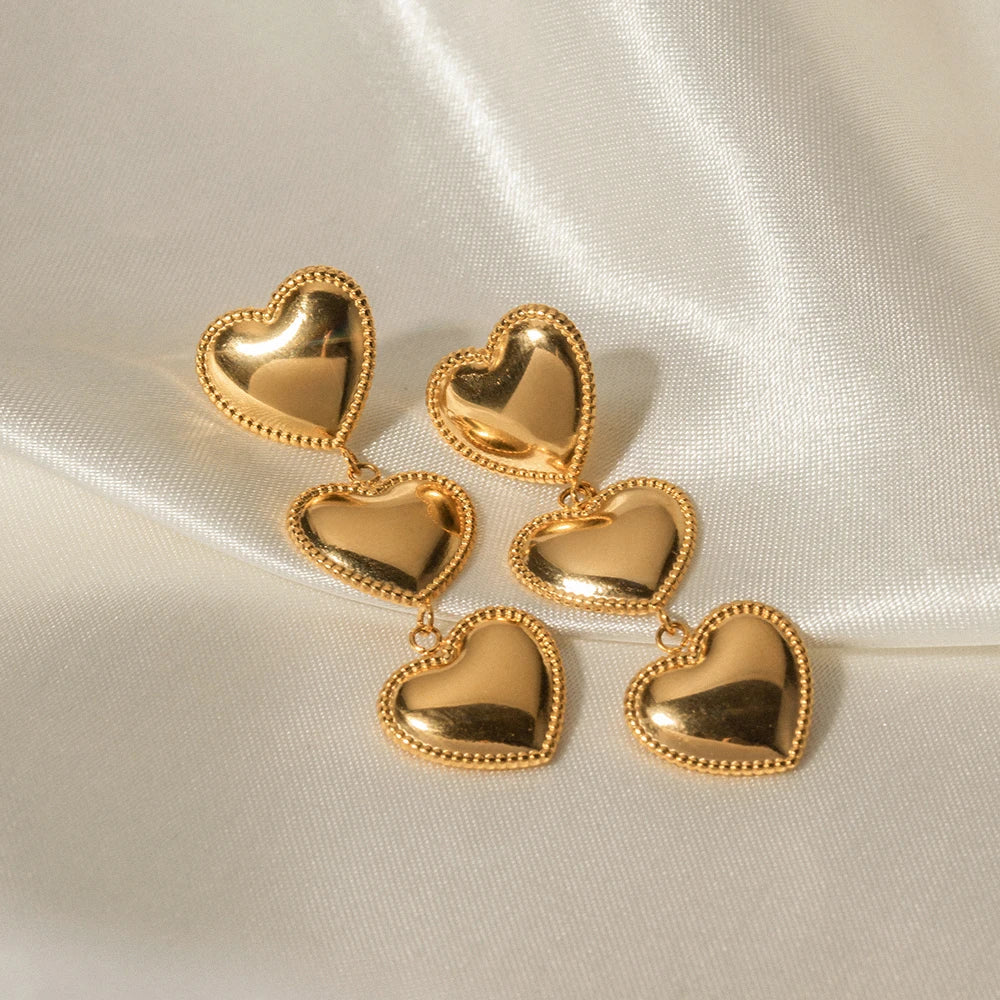 18K Plated Heart Earrings