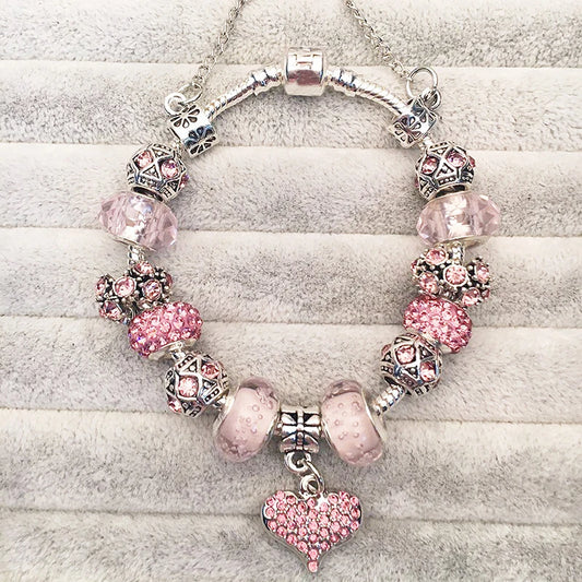 Pink Crystal Bead Bracelet
