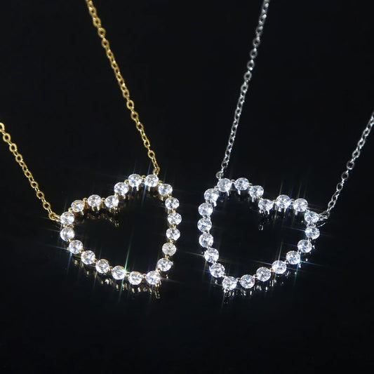 5A CZ Hollow Heart Pendant