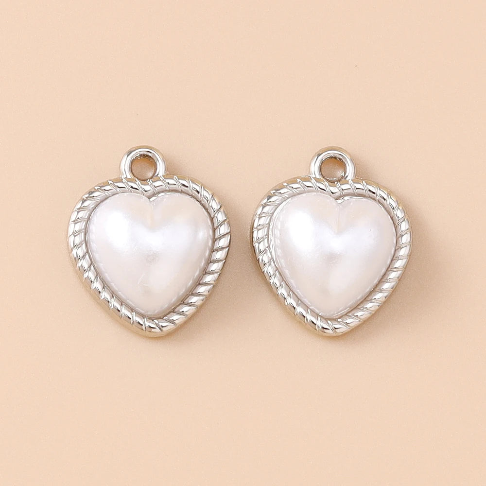 Pearl Heart Charms 10pcs