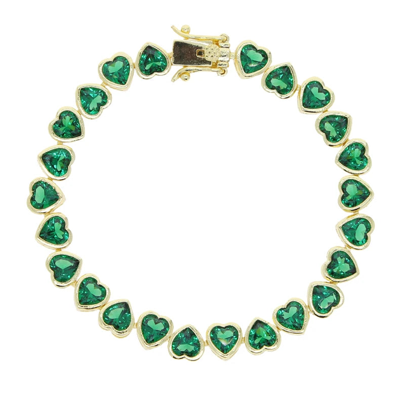 Gold Bezel Heart CZ Bracelet