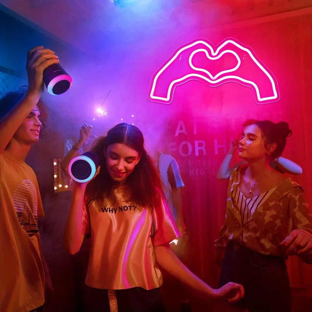 Hand Heart Neon Light