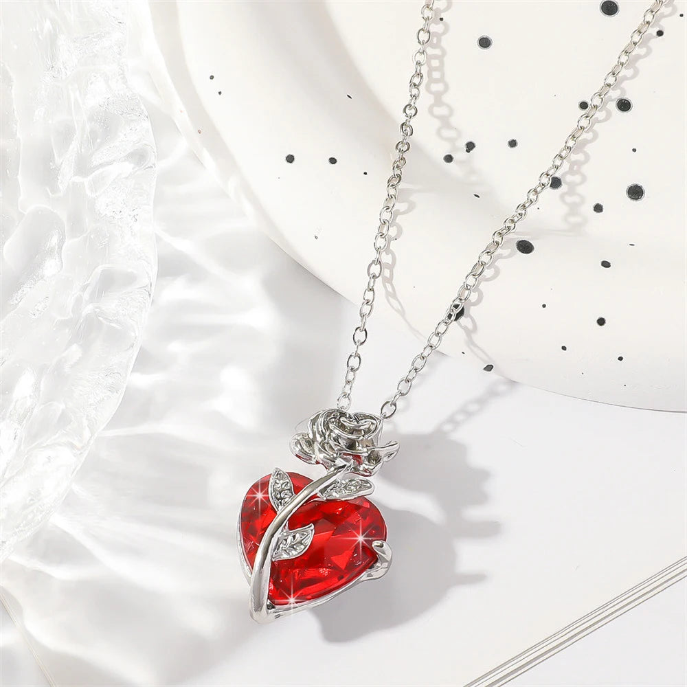Gothic Rose Heart Necklace