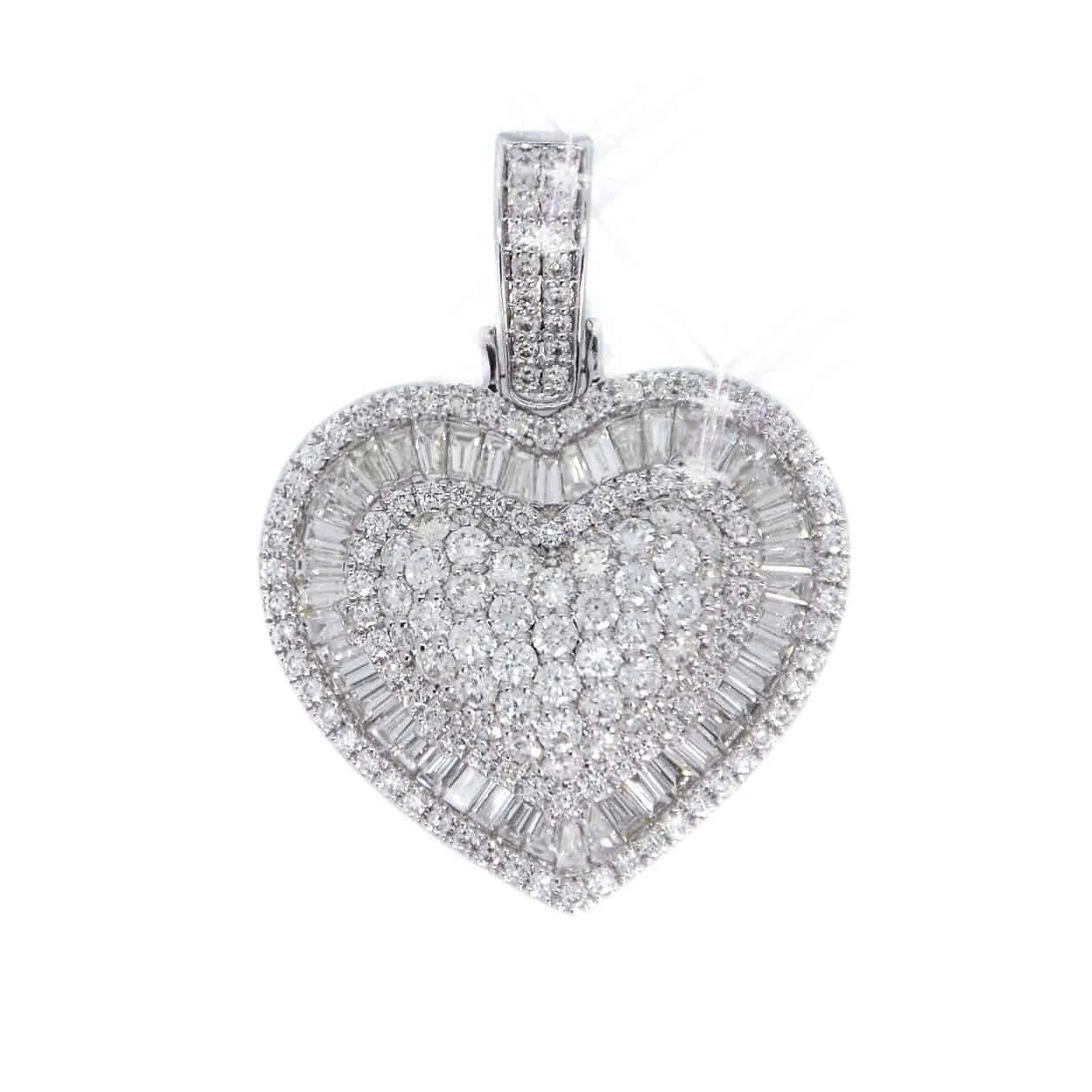 Iced CZ Heart Pendant Necklace