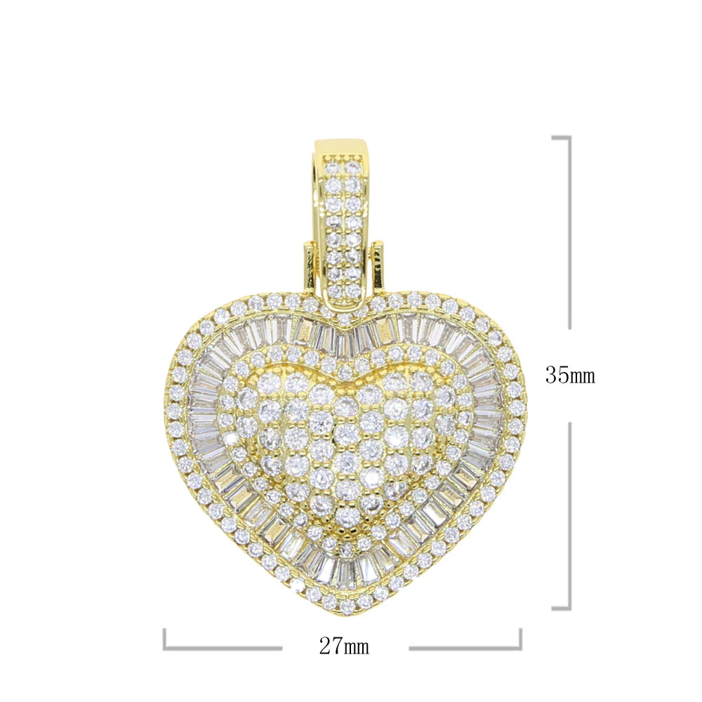 Iced CZ Heart Pendant Necklace