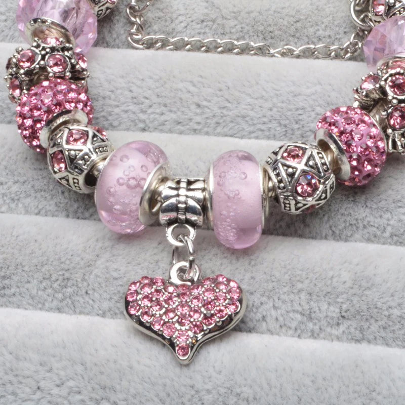 Pink Crystal Bead Bracelet