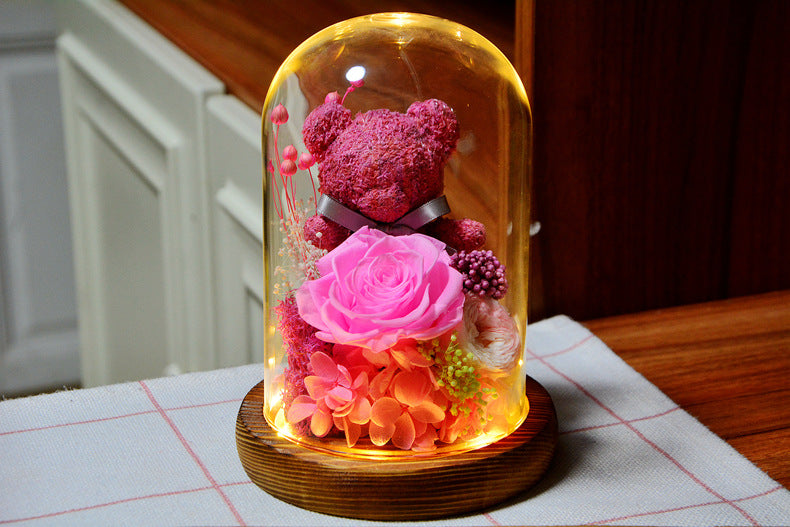 Lighted Rose Teddy Box