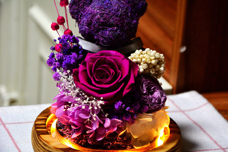 Lighted Rose Teddy Box