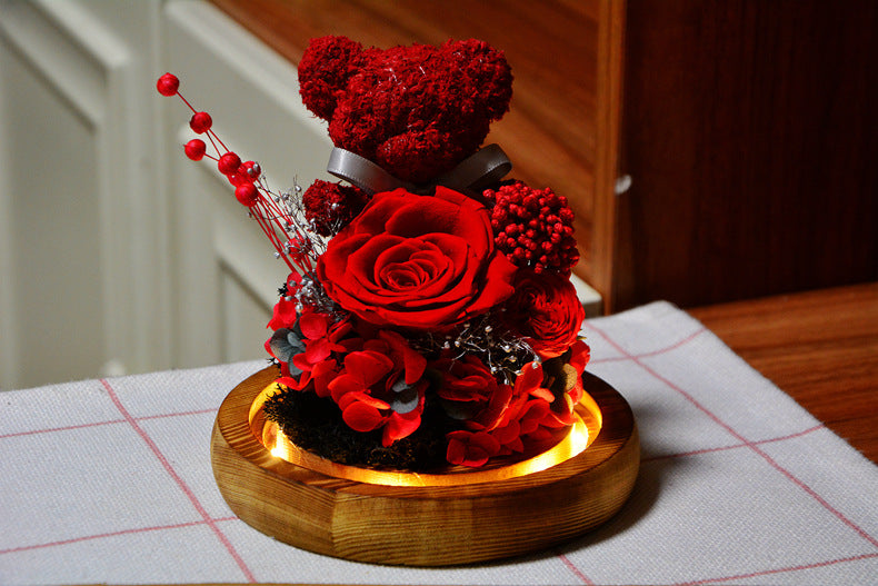 Lighted Rose Teddy Box