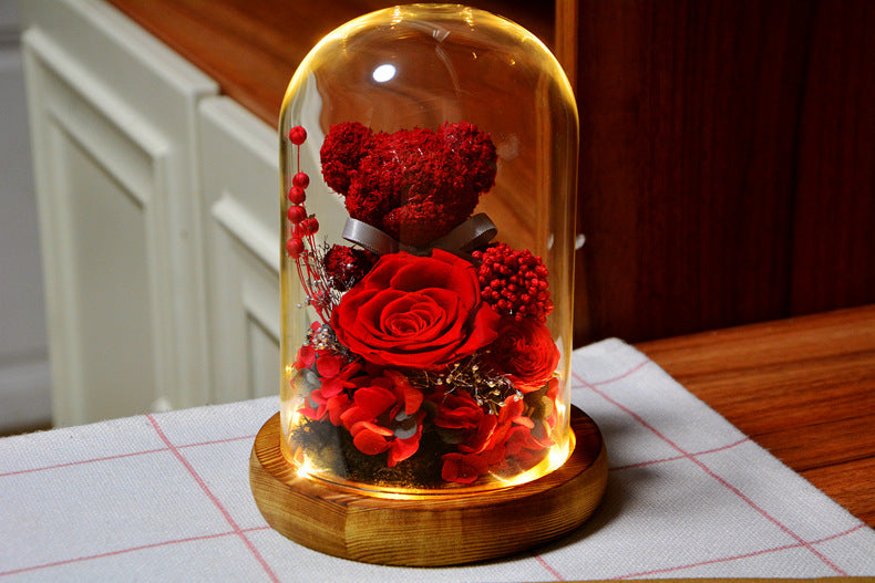 Lighted Rose Teddy Box