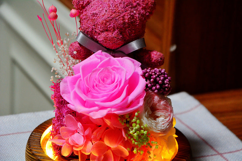 Lighted Rose Teddy Box