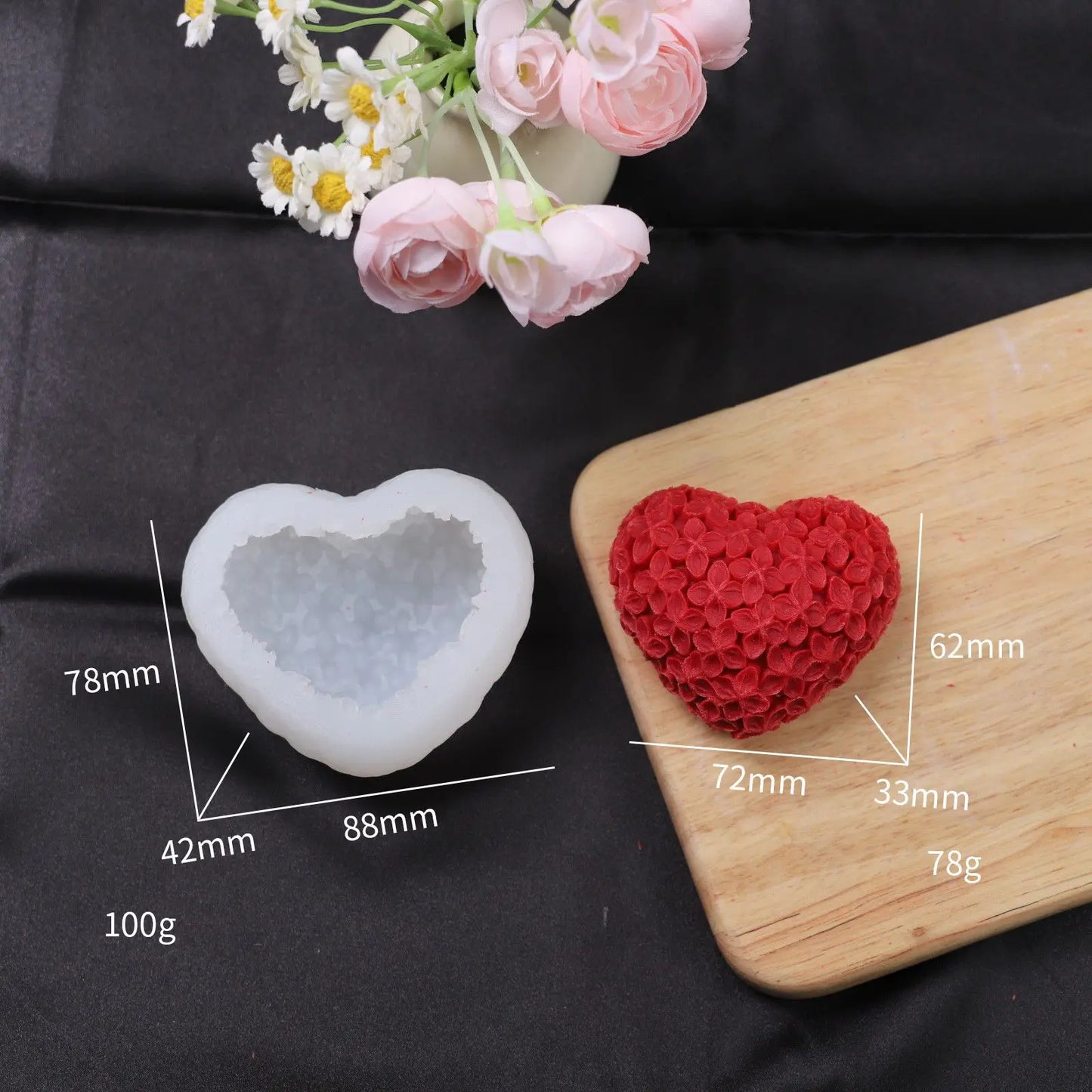 3D Heart Candle Mold