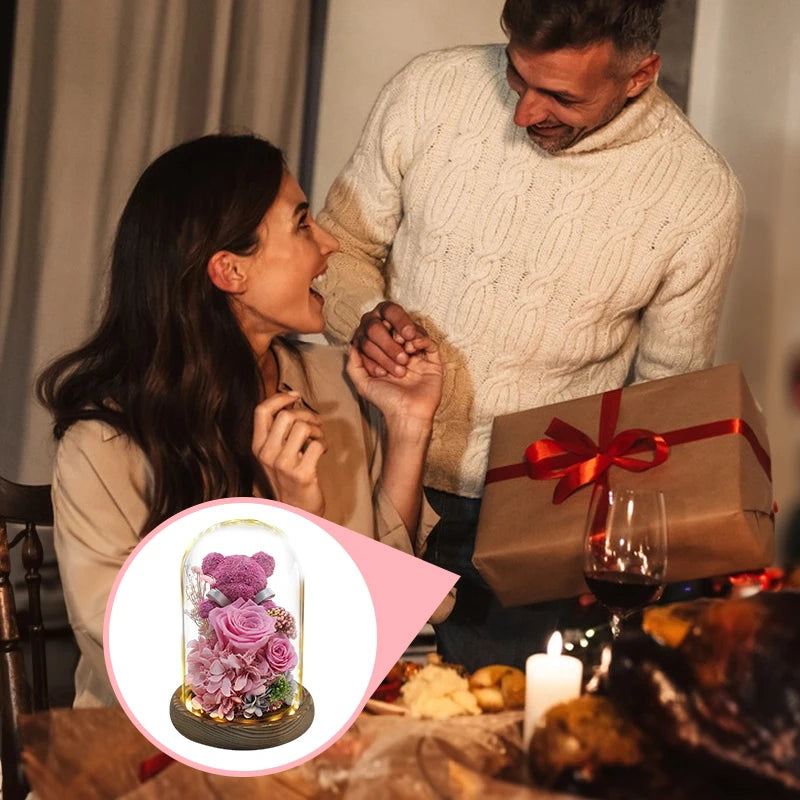 Preserved Rose Teddy Gift Box