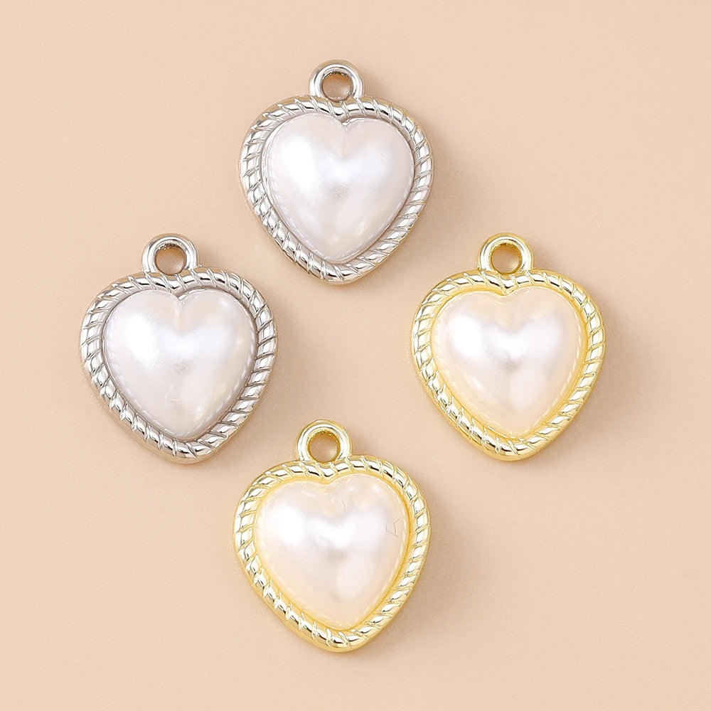 Pearl Heart Charms 10pcs