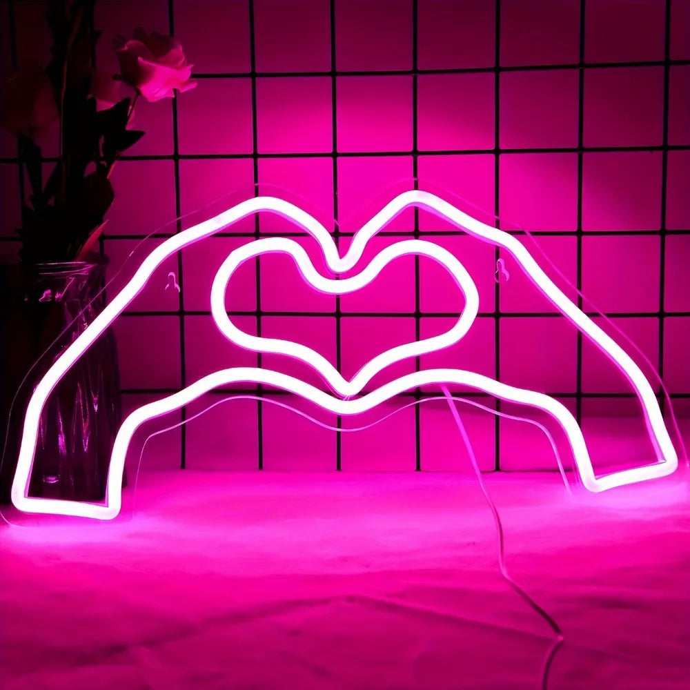 Hand Heart Neon Light