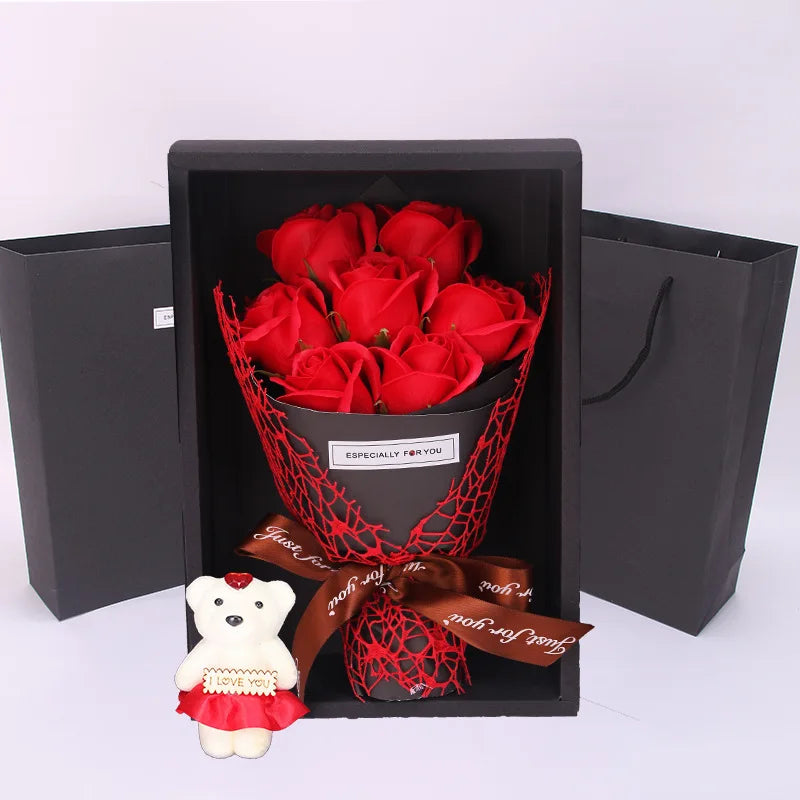 7-Rose Soap Teddy Gift