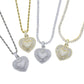 Iced CZ Heart Pendant Necklace
