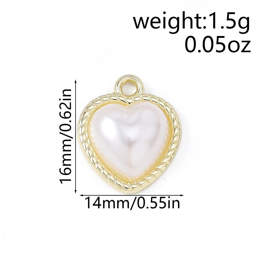 Pearl Heart Charms 10pcs