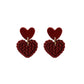 Red Pink Heart Dangle Earrings