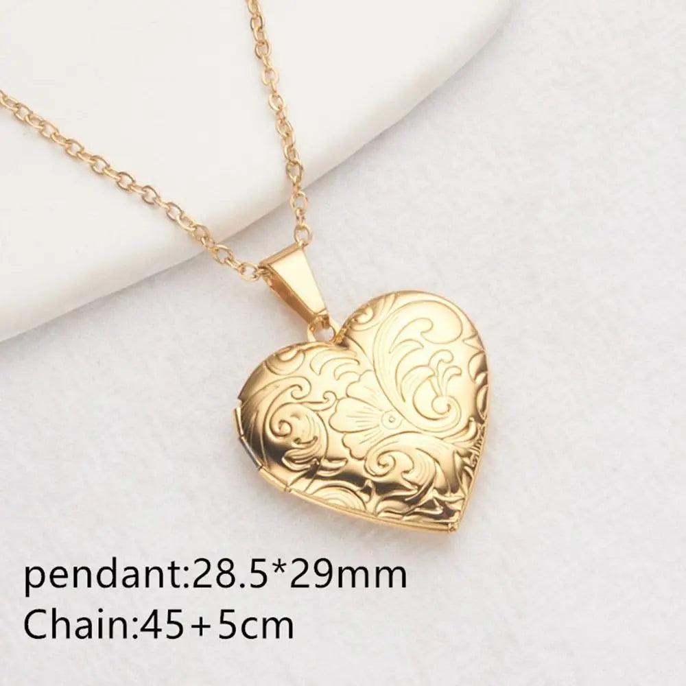 Floral Heart Locket Necklace