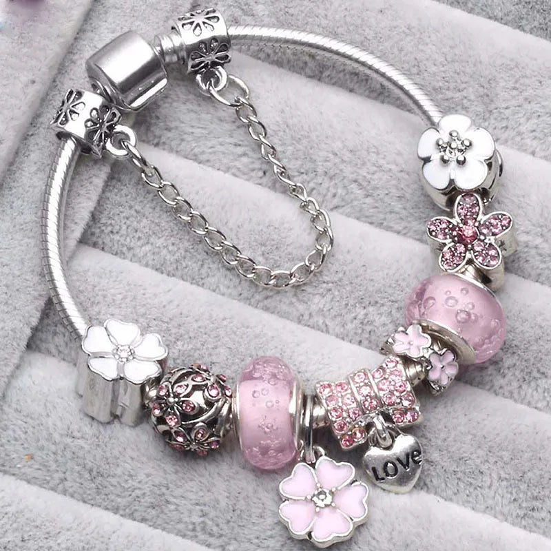 Pink Crystal Bead Bracelet