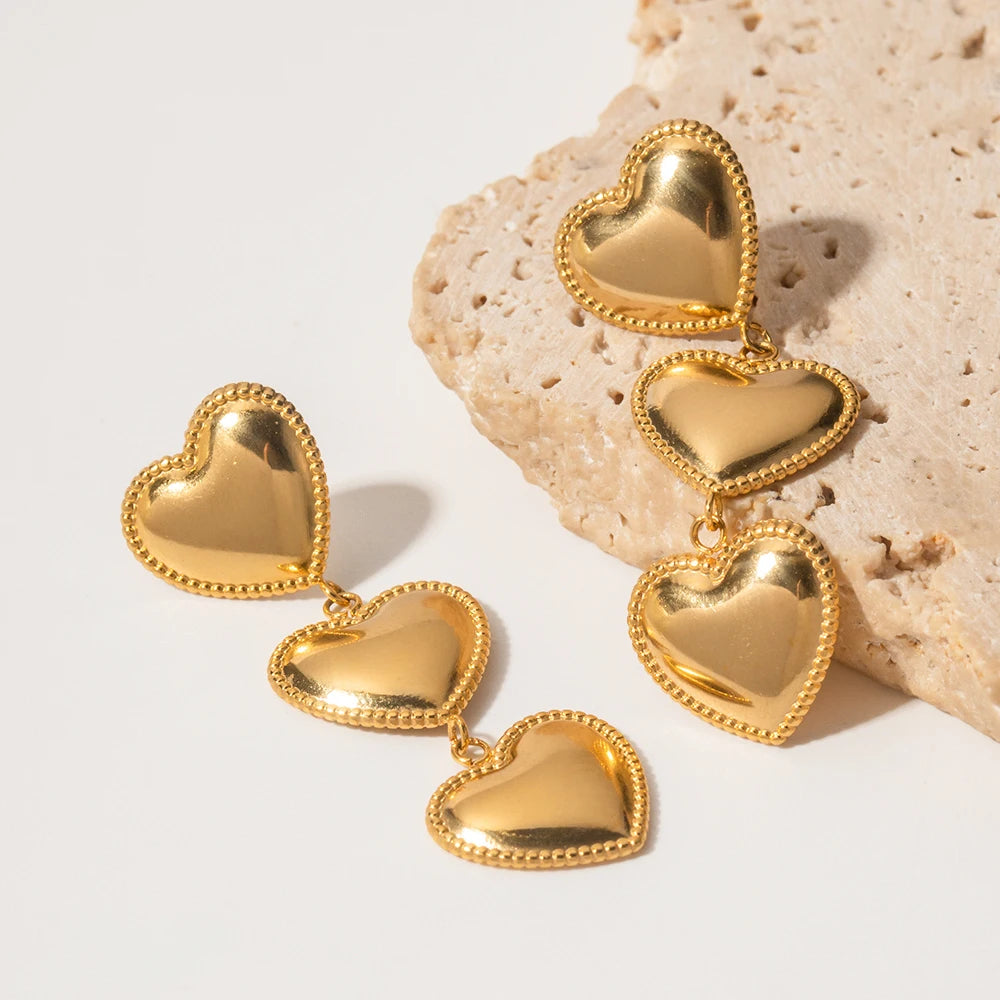18K Plated Heart Earrings