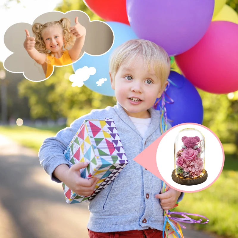 Preserved Rose Teddy Gift Box