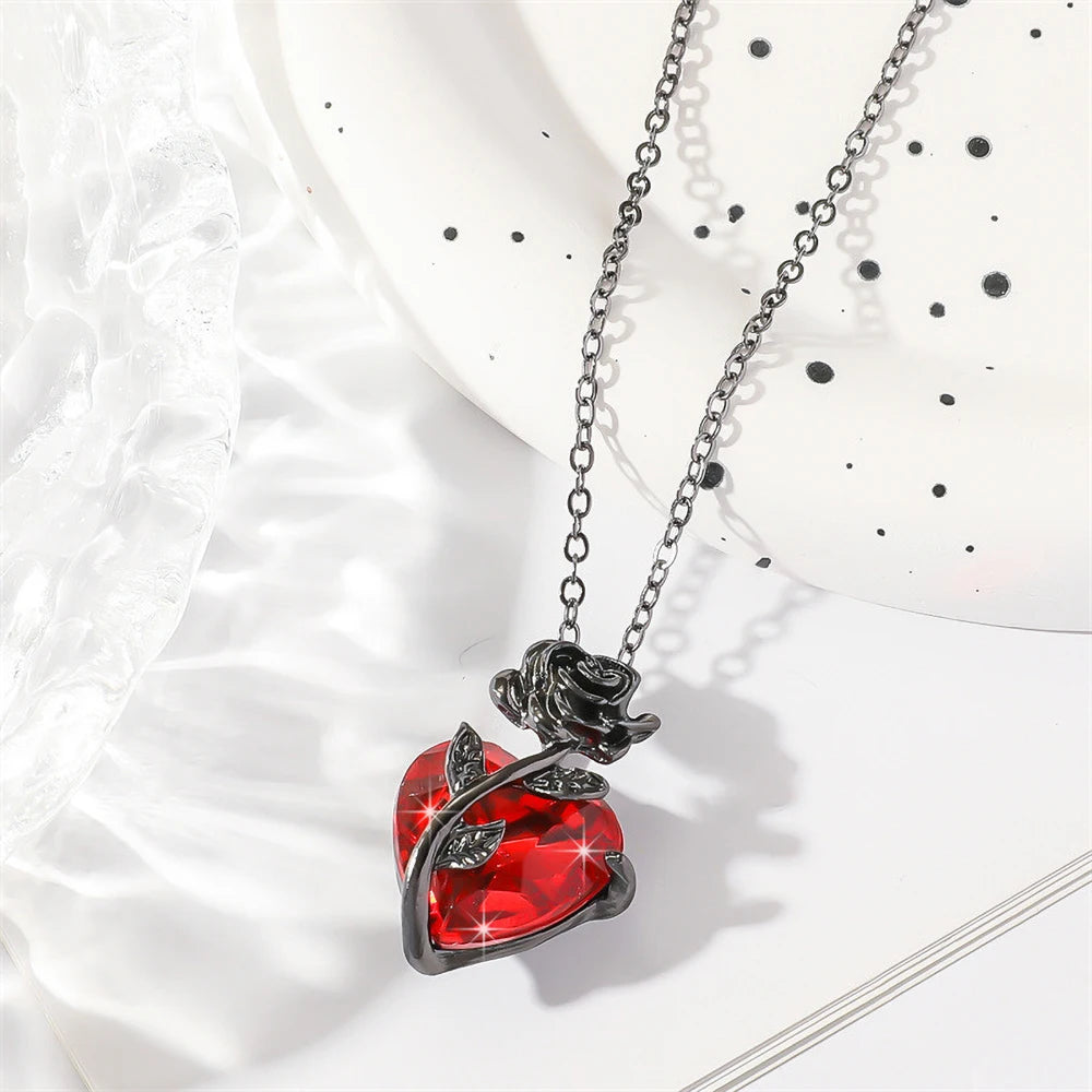 Gothic Rose Heart Necklace