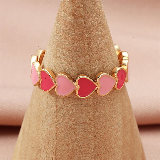 Colorful Enamel Heart Ring