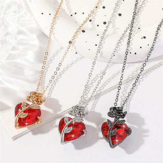 Gothic Rose Heart Necklace