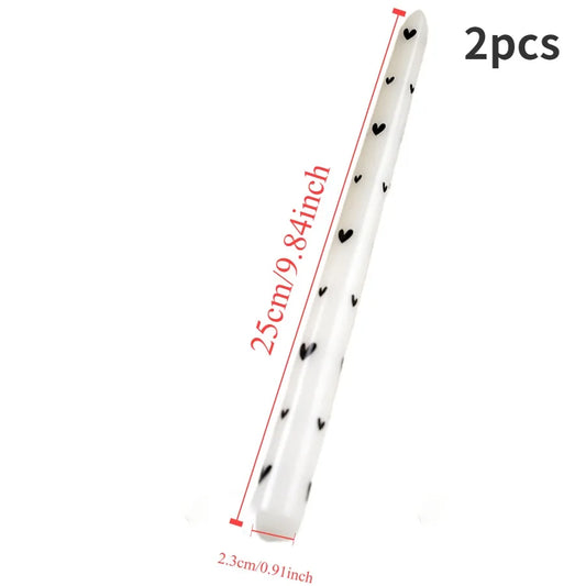 Printed Heart Taper Candles