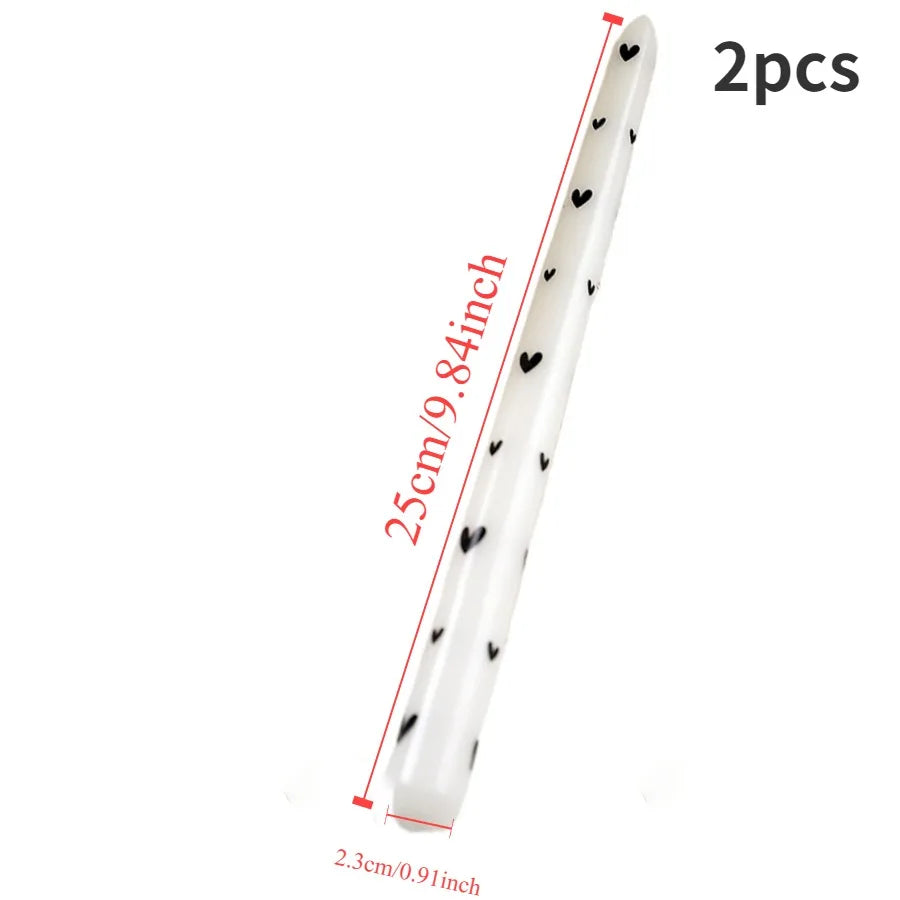 Printed Heart Taper Candles