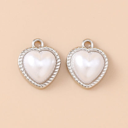 Pearl Heart Charms 10pcs
