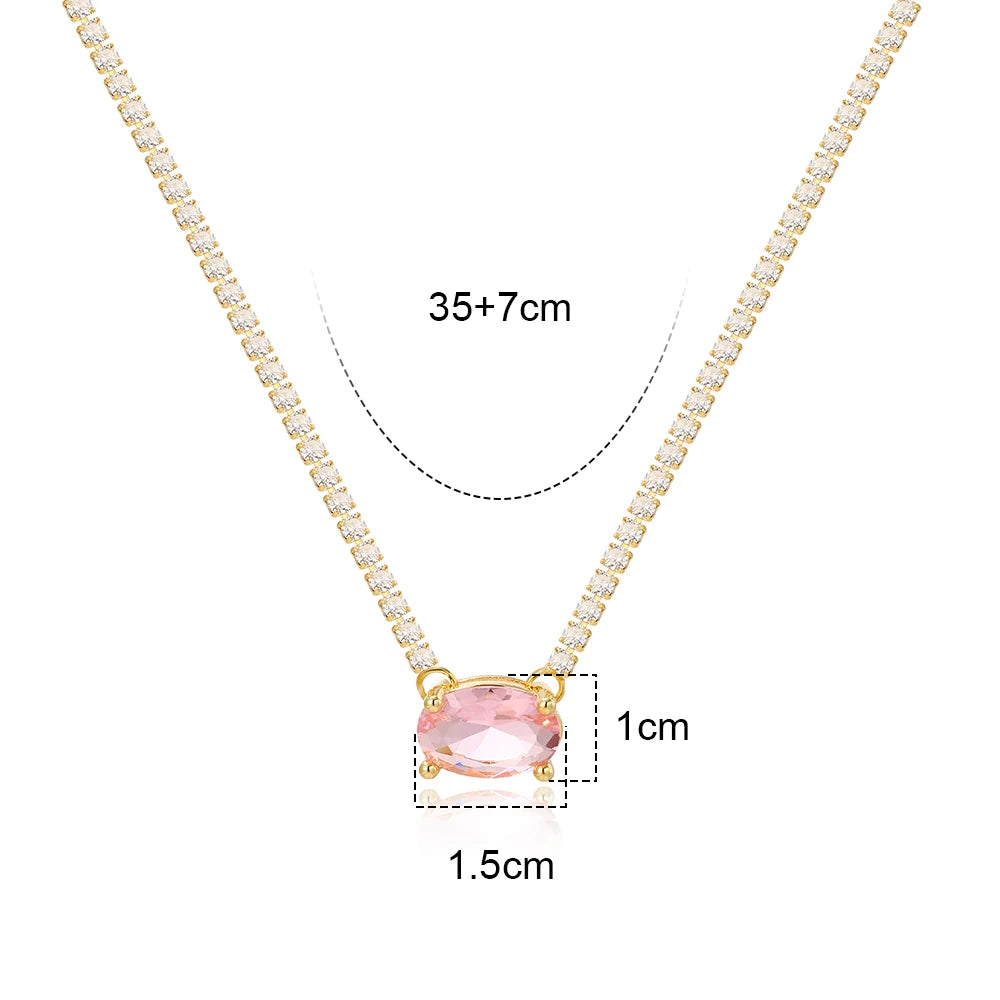 18K CZ Heart Tennis Necklace
