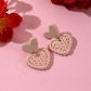 Red Pink Heart Dangle Earrings