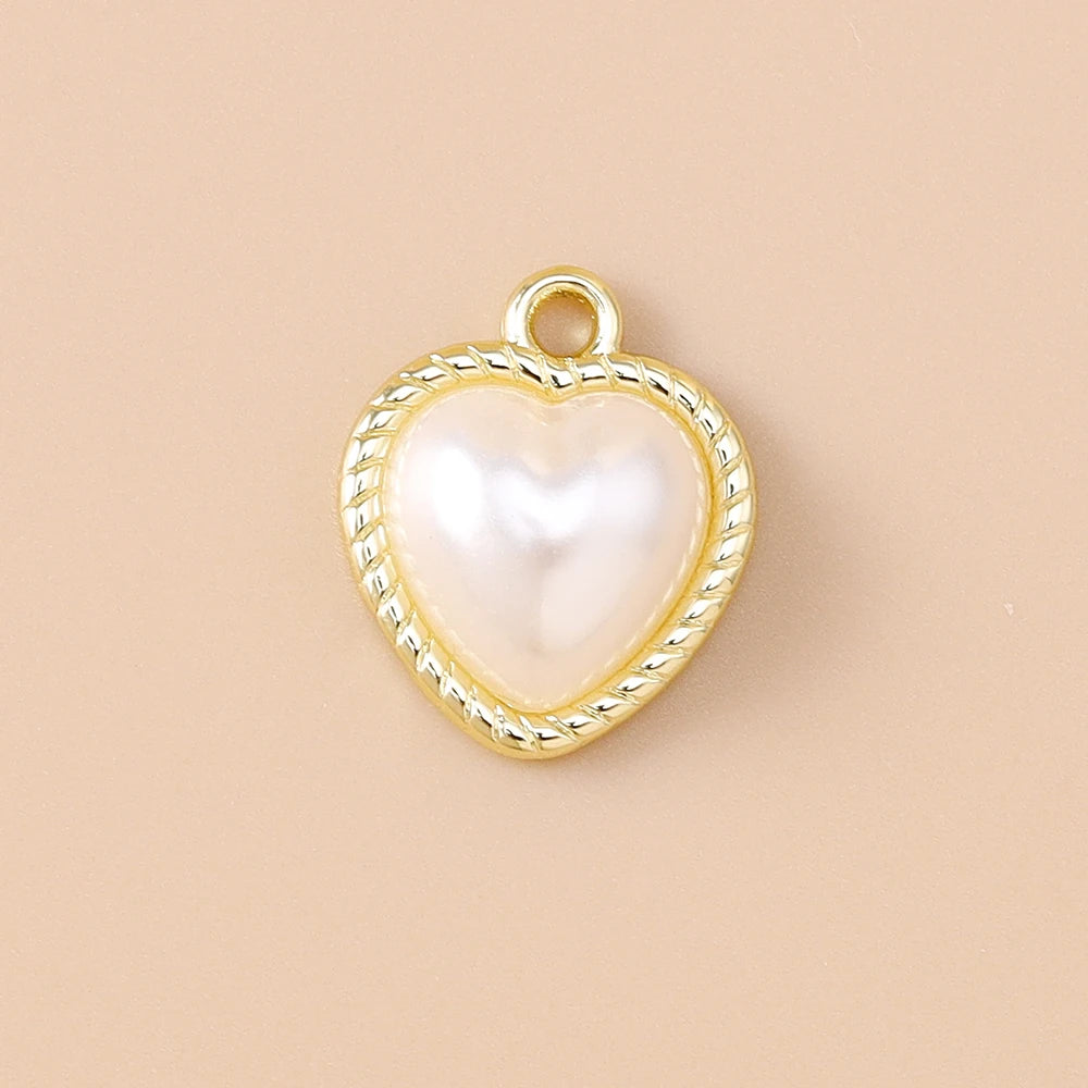 Pearl Heart Charms 10pcs