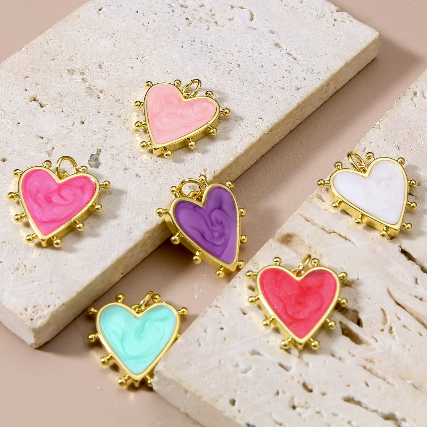Multicolor Enamel Heart Pendant