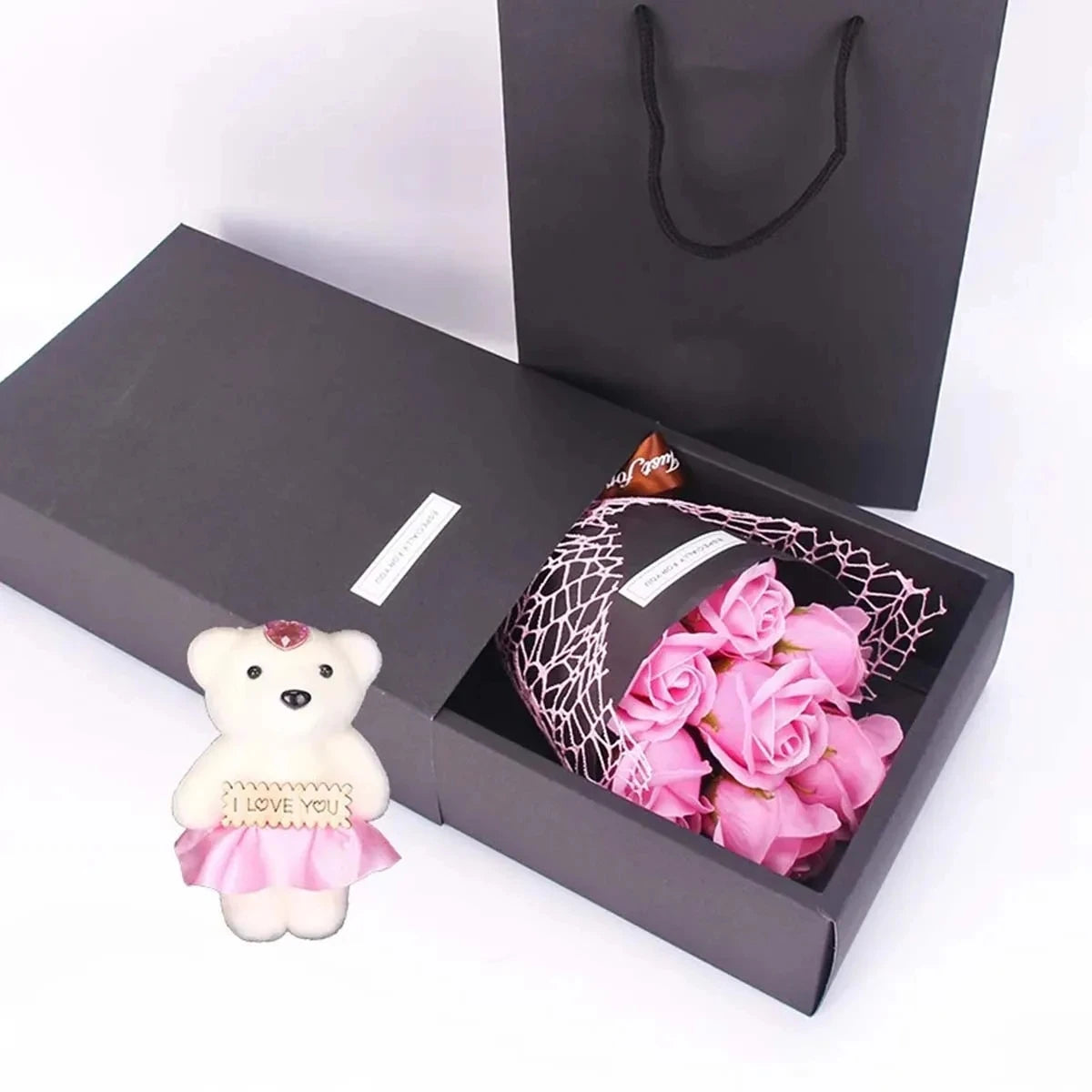 7-Rose Soap Bear Bouquet