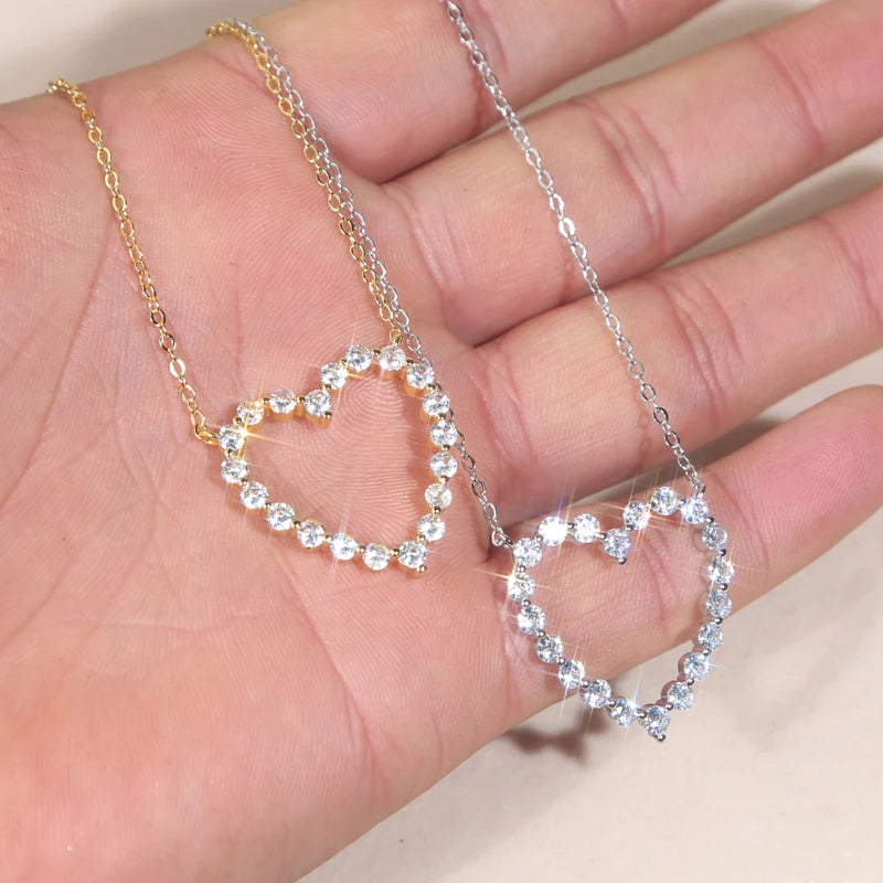 5A CZ Hollow Heart Pendant