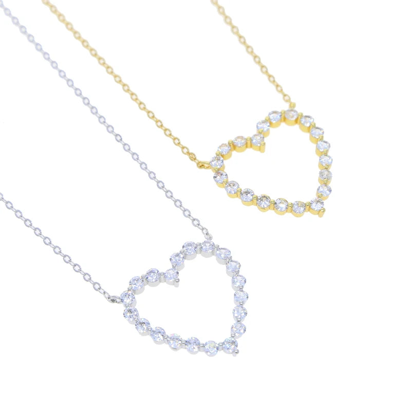 5A CZ Hollow Heart Pendant