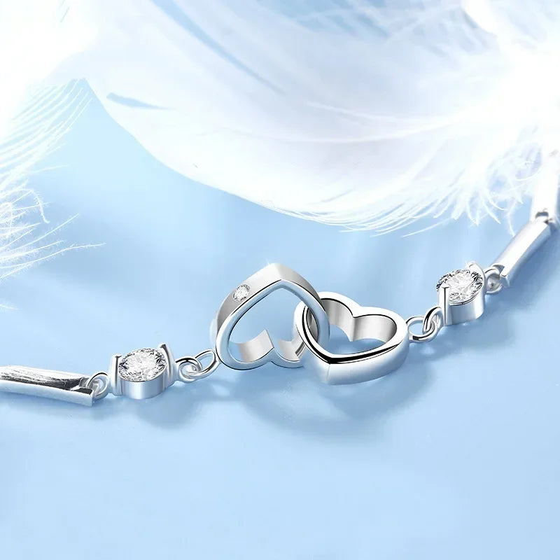 925 Silver Heart Charm Bracelet