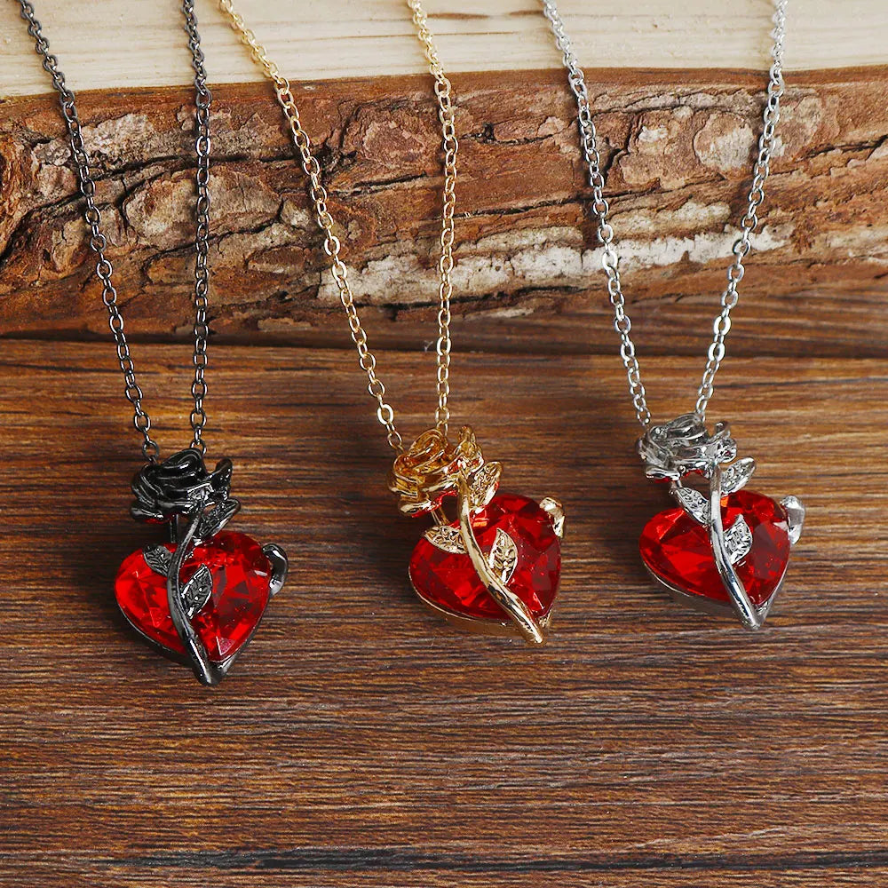 Gothic Rose Heart Necklace