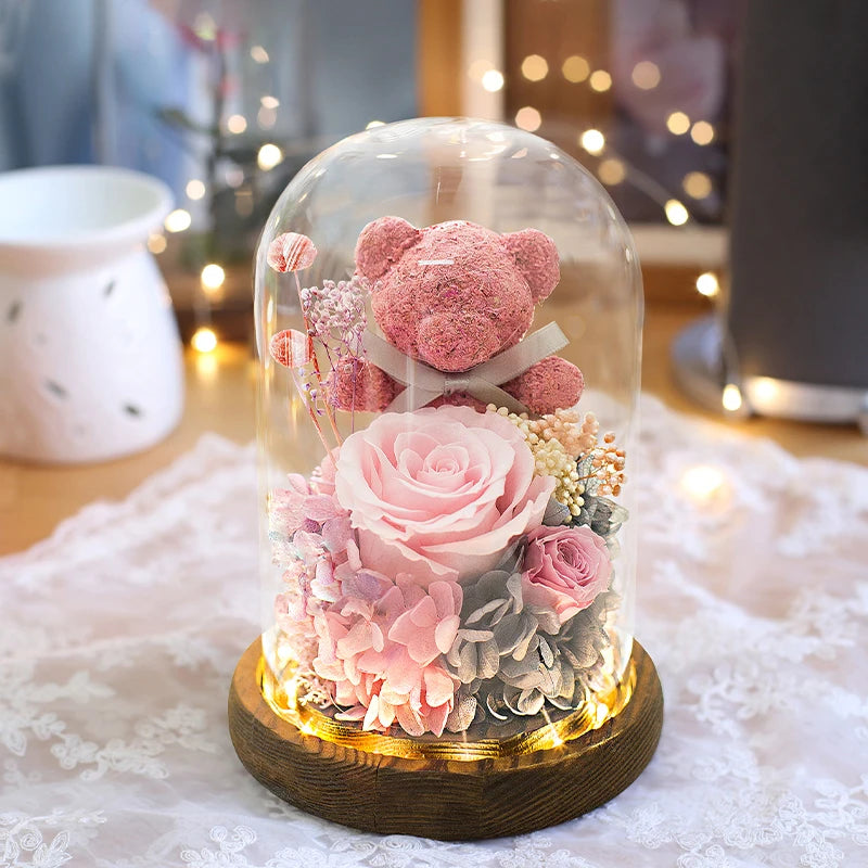 Preserved Rose Teddy Gift Box