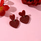 Red Pink Heart Dangle Earrings