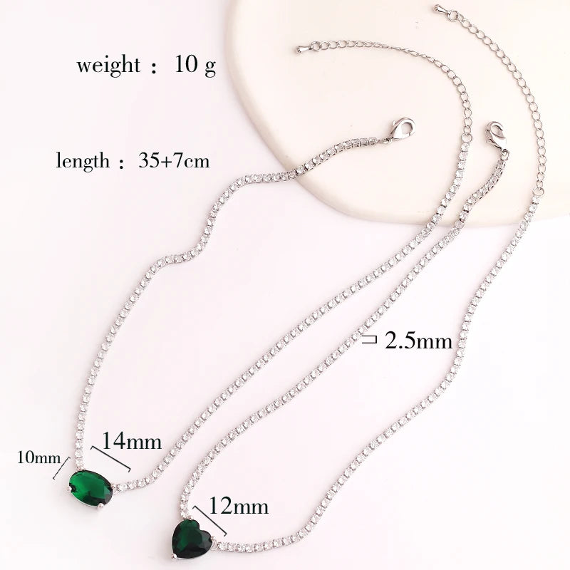 18K CZ Heart Tennis Necklace