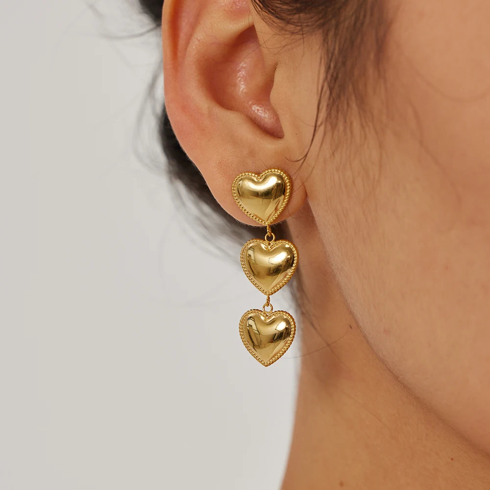 18K Plated Heart Earrings