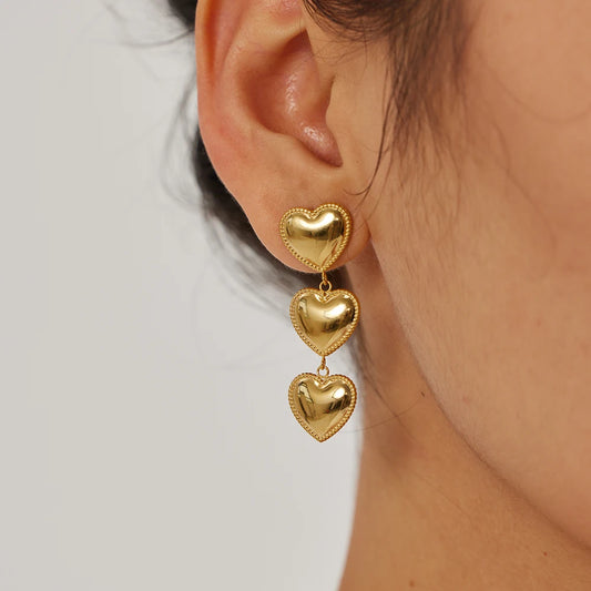 18K Plated Heart Earrings