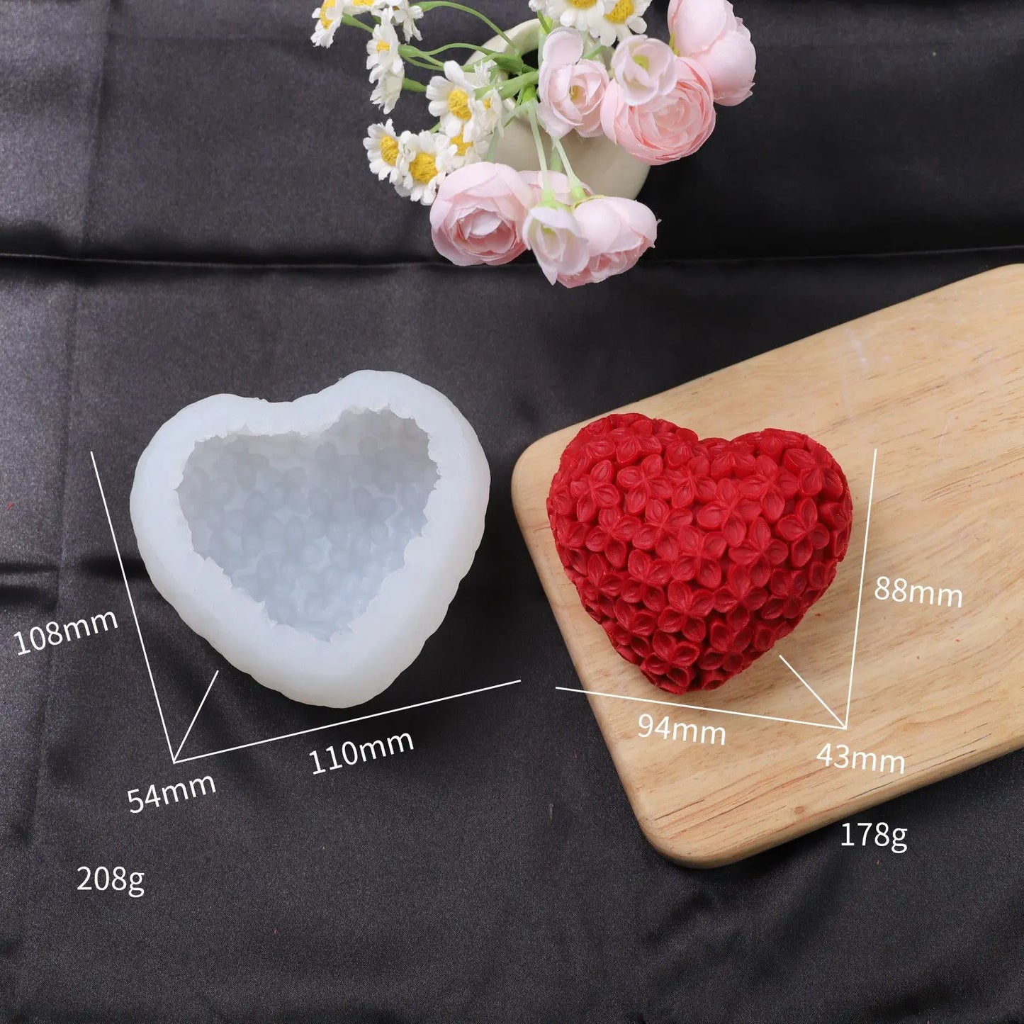 3D Heart Candle Mold