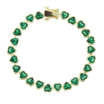Gold Bezel Heart CZ Bracelet